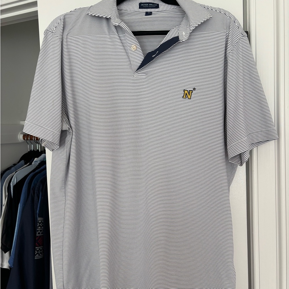 Peter Millar Blue and White Polo Shirt Classic Design